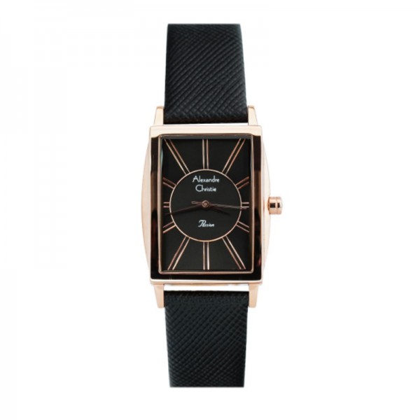 Alexandre Christie AC 2986 Rosegold Black Leather LHLRGBA